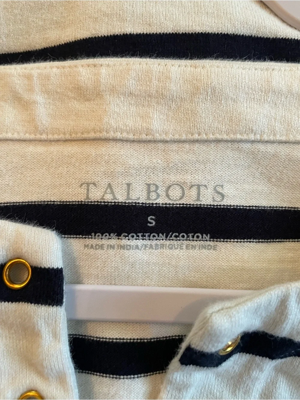 Talbots Lace Up Top in Irving Stripe